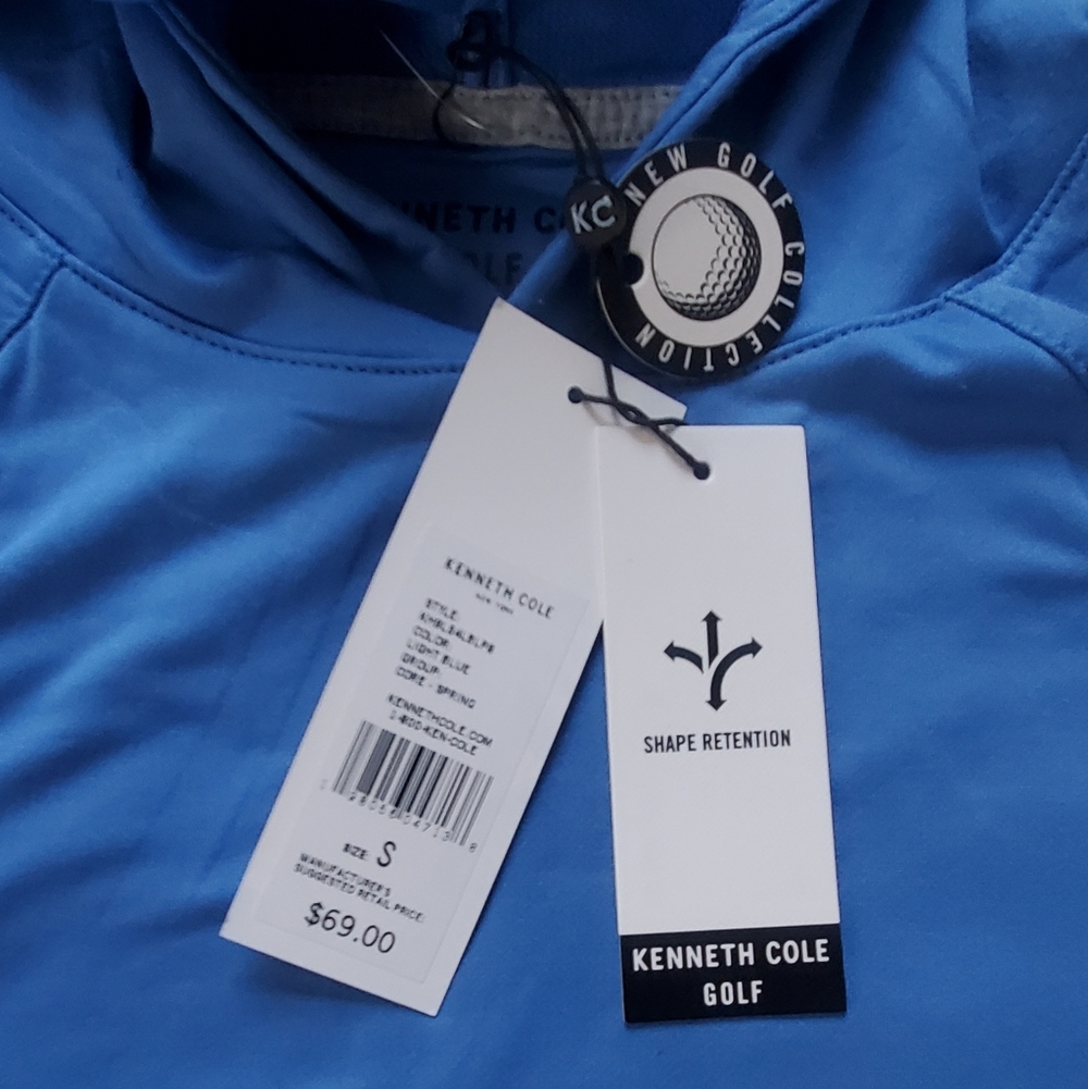 *NWT* Kenneth Cole Men's Golf Hoodie Shape Retention Stretch Light Blue, Small - Picture 8 of 12